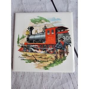 Canada 1886 Steam Train Tile Trivet Wall Decor